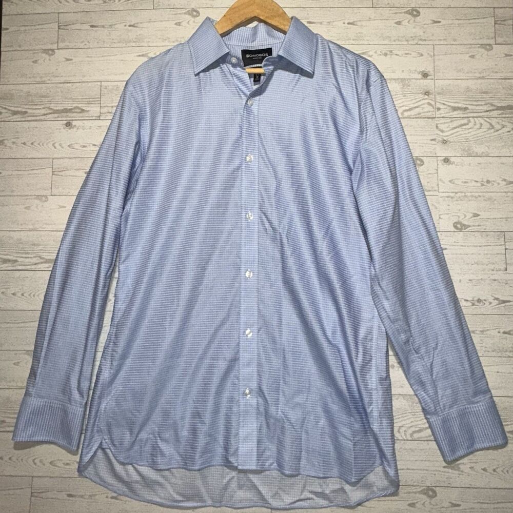 Bonobos Wrinkle Free Slim Fit Men’s Blue White Button Down Shirt 16.5 / 35